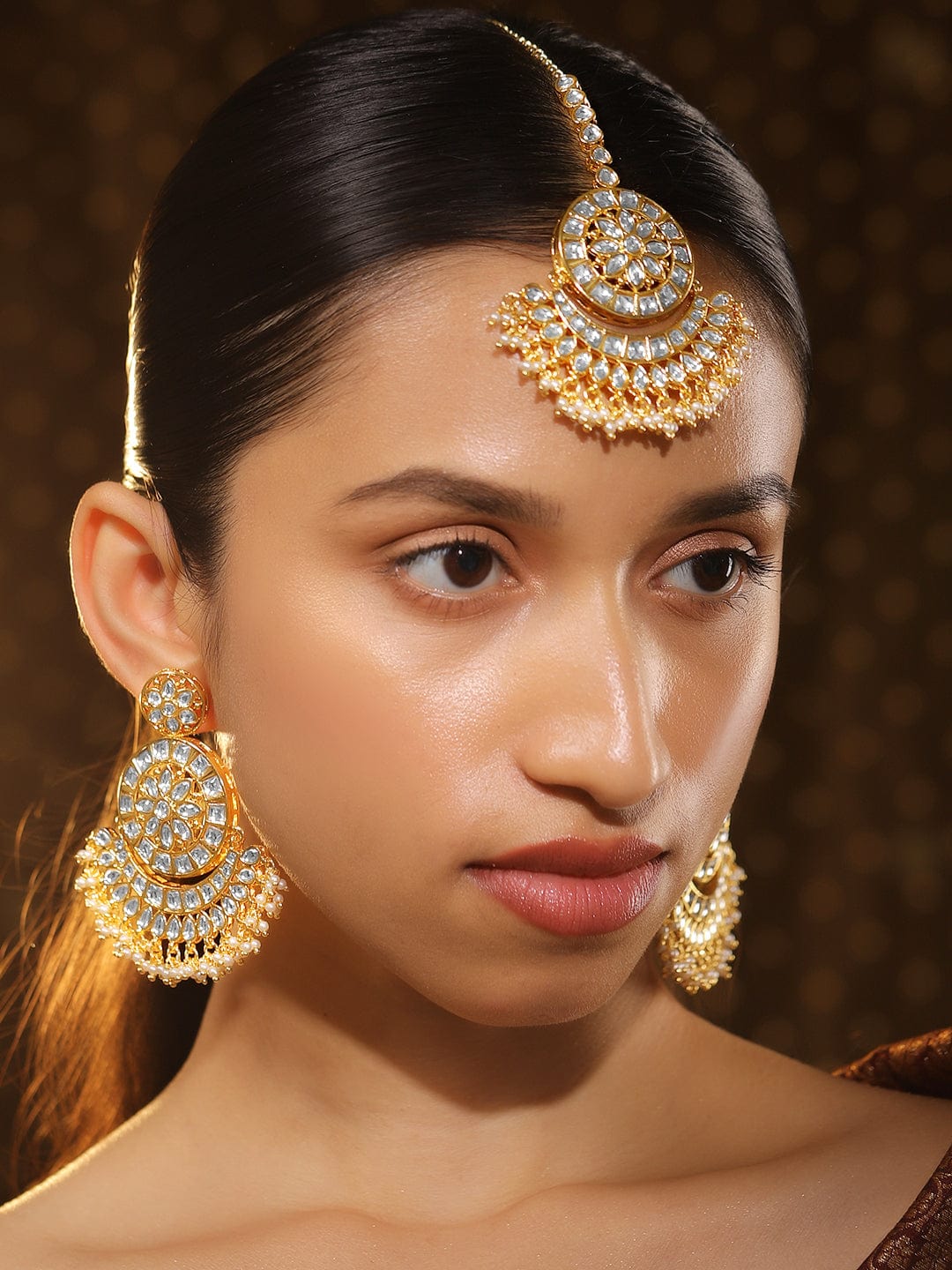 Moonlit Glow Kundan Maangtikka Set Gold