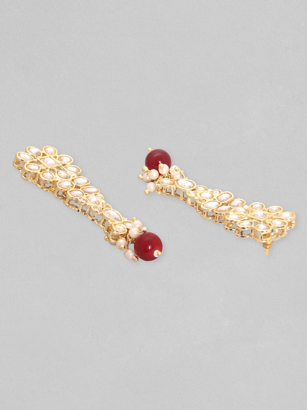 Rubans 24K Gold Plated Kundan Stone Studded Multicolour Pearl & Beads Necklace Set Multicolor