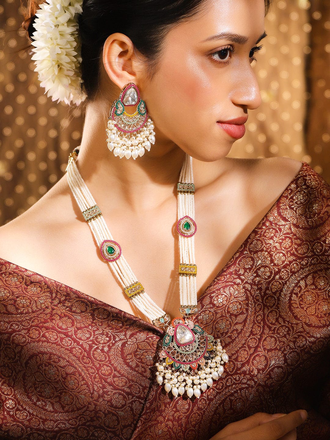 Colours in Harmony Kundan Necklace Set Multicolor