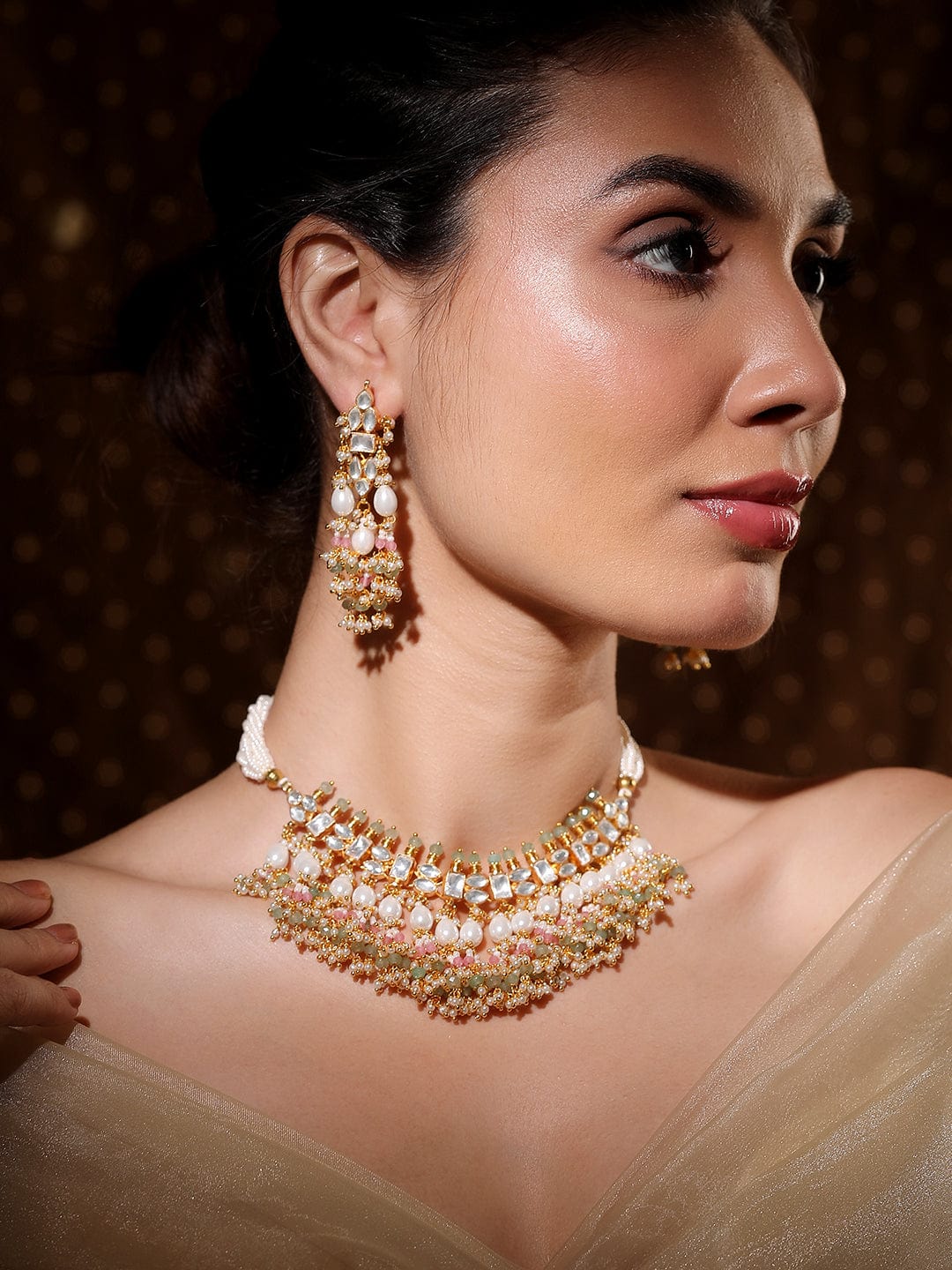 Masterpiece in Gold & Kundan Necklace Set フリーサイズ