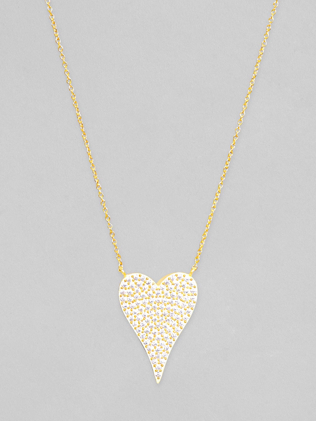 【Rubans】 925 Silver 18K Gold Plated Chain with Zircon Studded Heart Pendant Necklace｜925 スターリングシルバー 18K ゴールドメッキ ジルコニア ハートペンダント ネックレス