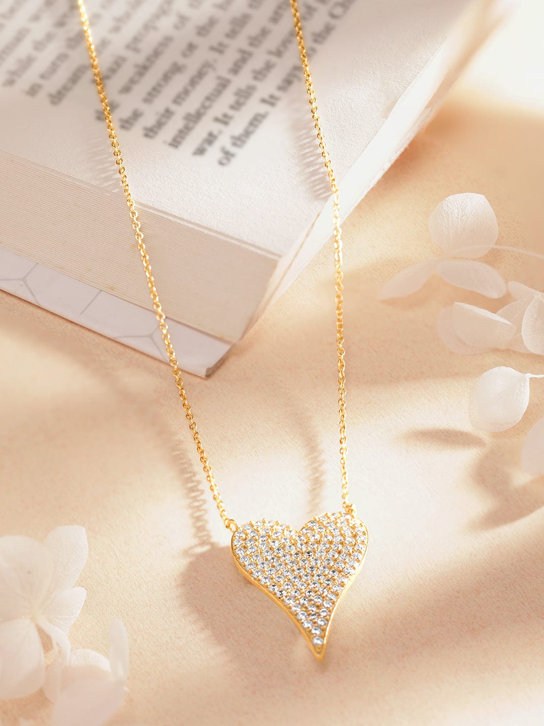 【Rubans】 925 Silver 18K Gold Plated Chain with Zircon Studded Heart Pendant Necklace｜925 スターリングシルバー 18K ゴールドメッキ ジルコニア ハートペンダント ネックレス