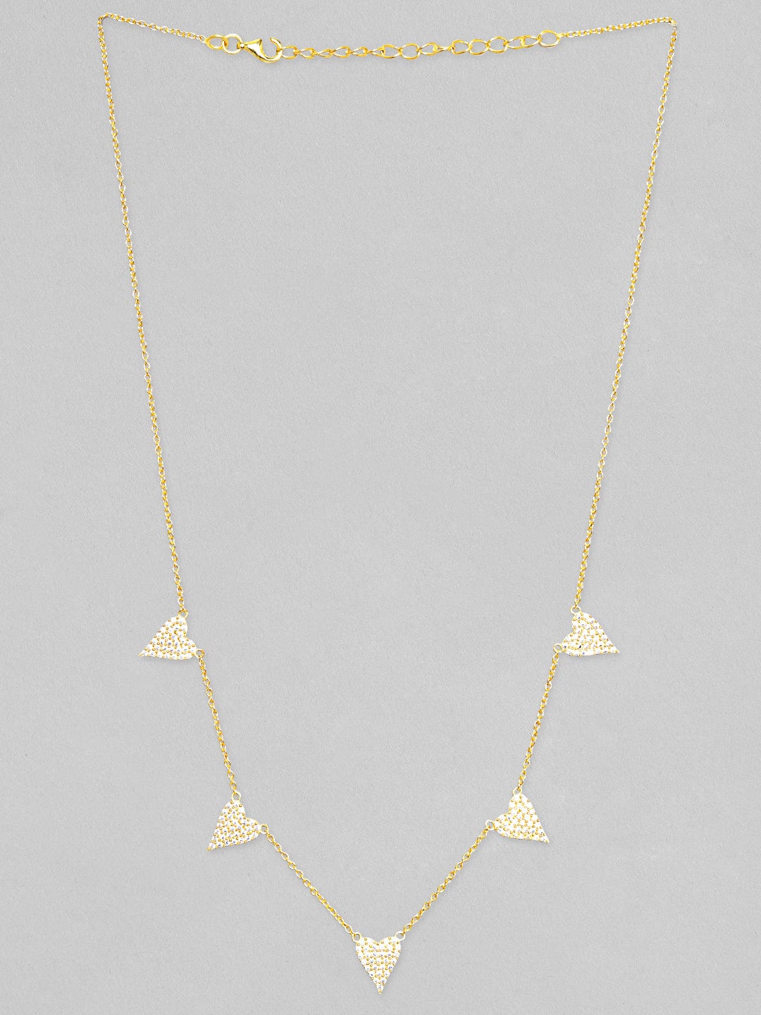 Rubans 925 Silver 18K Gold Plated Chain With Zircons Studded Multi Heart Charms Necklace Gold
