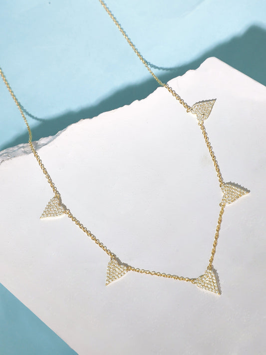 Rubans 925 Silver 18K Gold Plated Chain With Zircons Studded Multi Heart Charms Necklace Gold