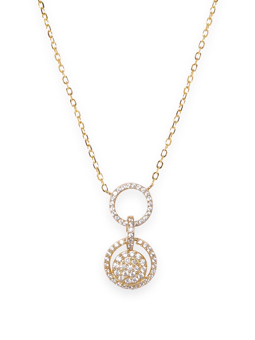 Dazzling AD Studded Pendant Necklace Gold