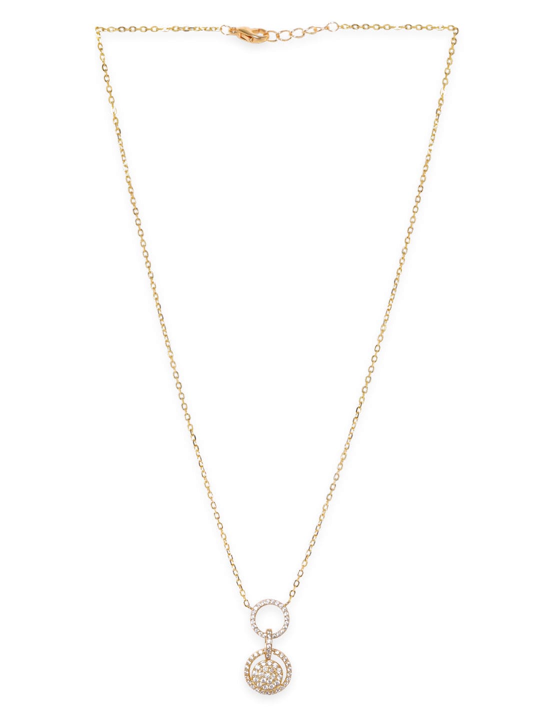 Dazzling AD Studded Pendant Necklace Gold
