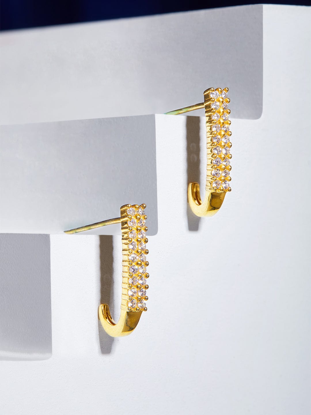 Rubans 925 Silver Basic Straight Line Stud Earrings.- Gold Plated Gold