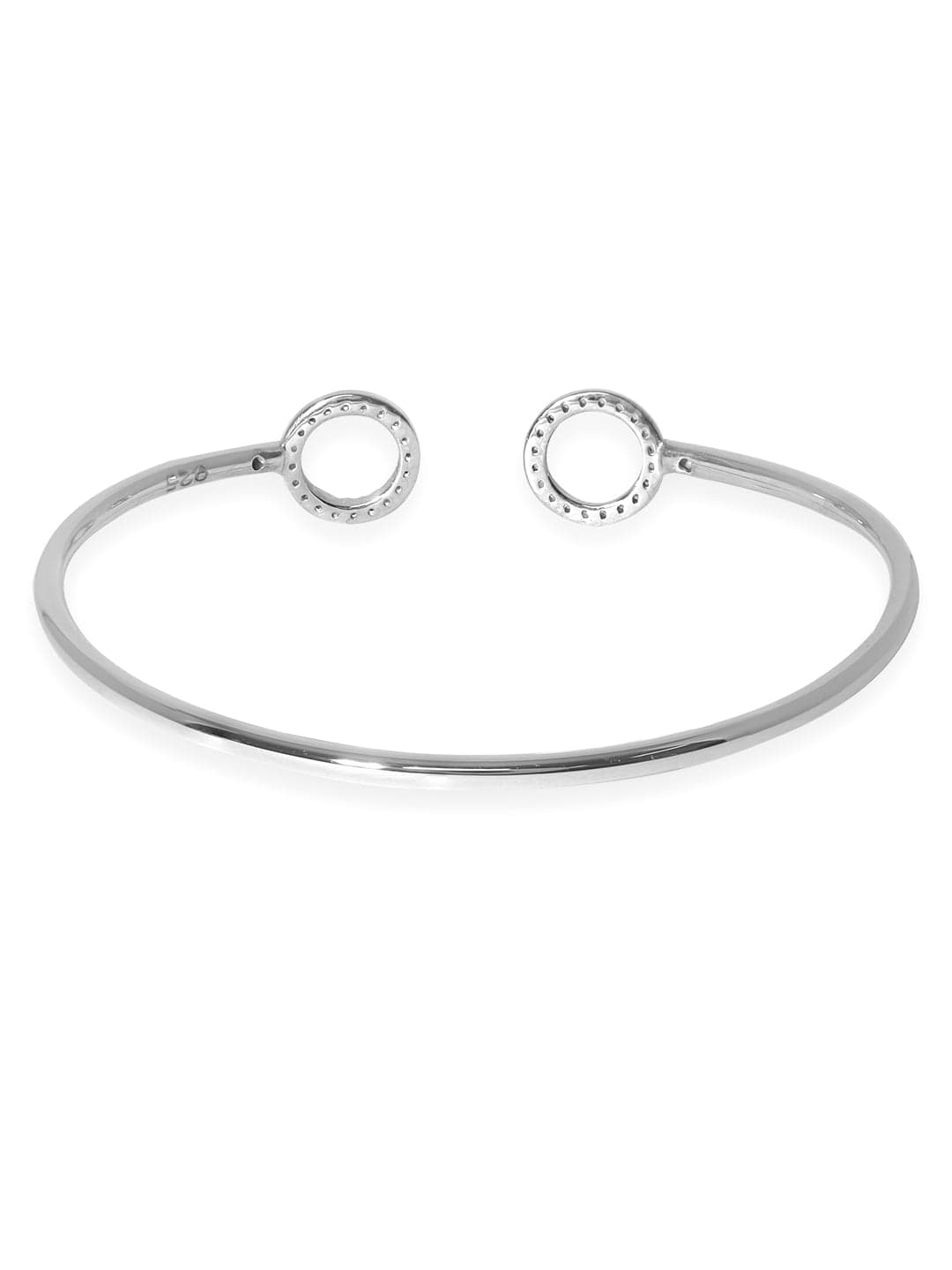 Rubans 925 Silver Rhodium Plated Zirconia Studded Open Bracelet Silver