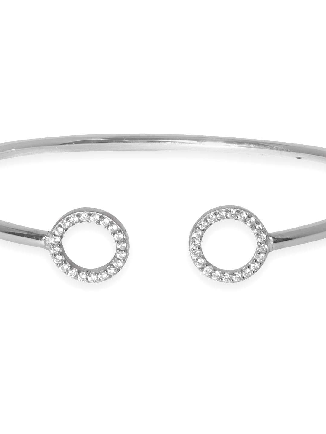 Rubans 925 Silver Rhodium Plated Zirconia Studded Open Bracelet Silver