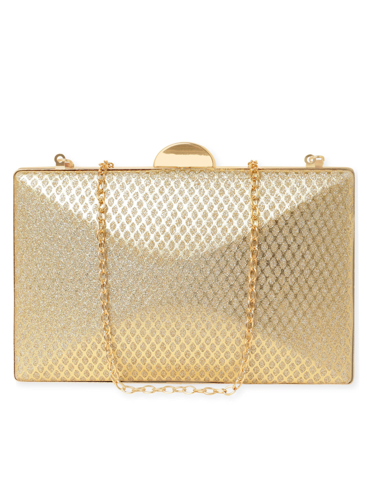 【Rubans】 Artisan Elegance Handcrafted Gold Shimmery Clutch Bag｜ハンドクラフト ゴールド シマー クラッチバッグ