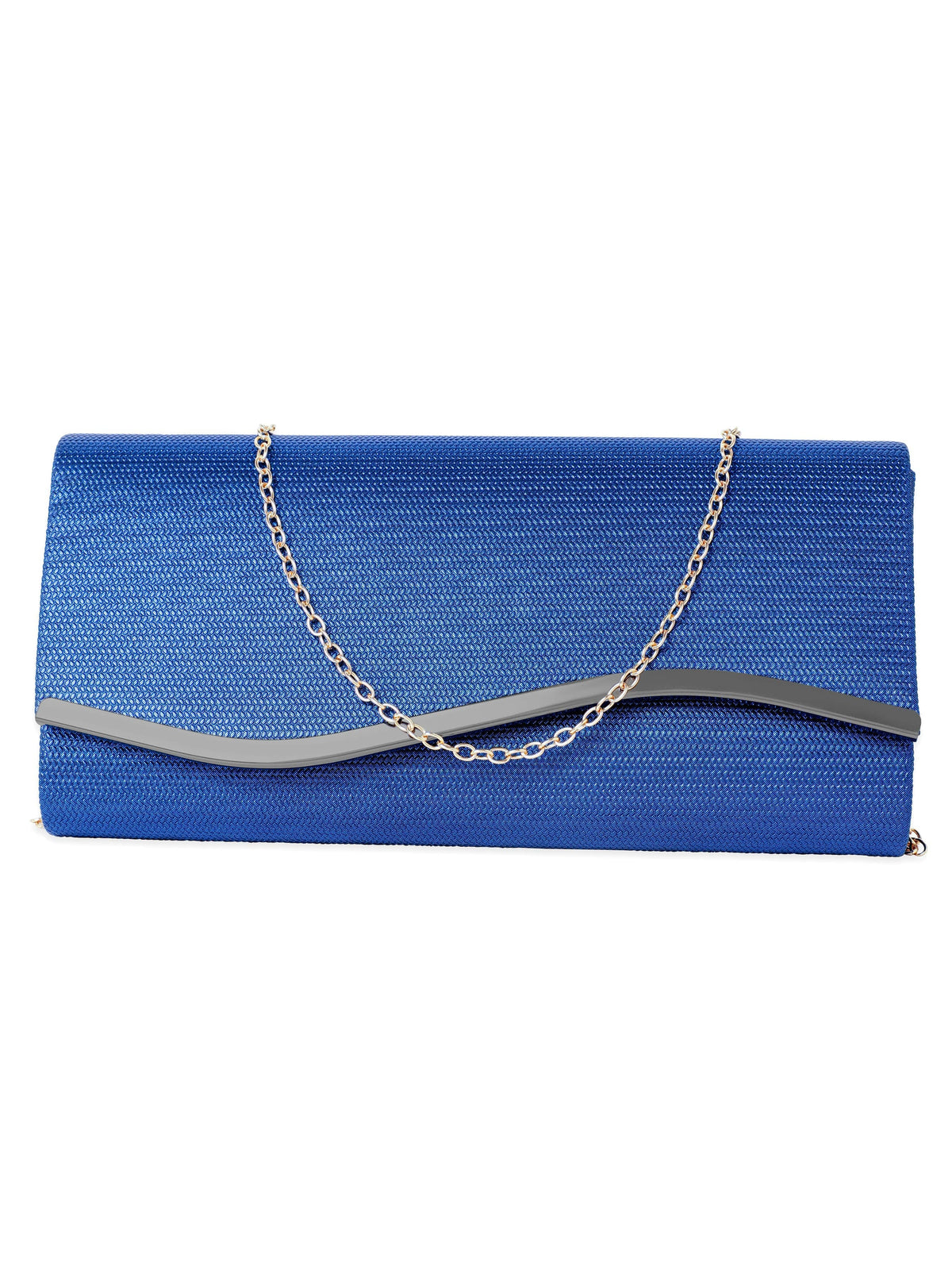 Rubans Artisanal Charm Handcrafted Blue Clutch Bag Blue