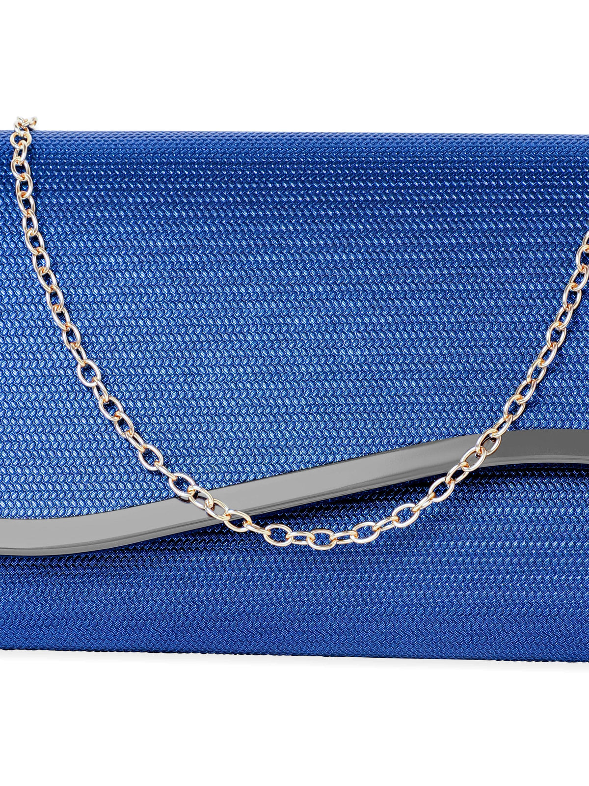 Rubans Artisanal Charm Handcrafted Blue Clutch Bag Blue