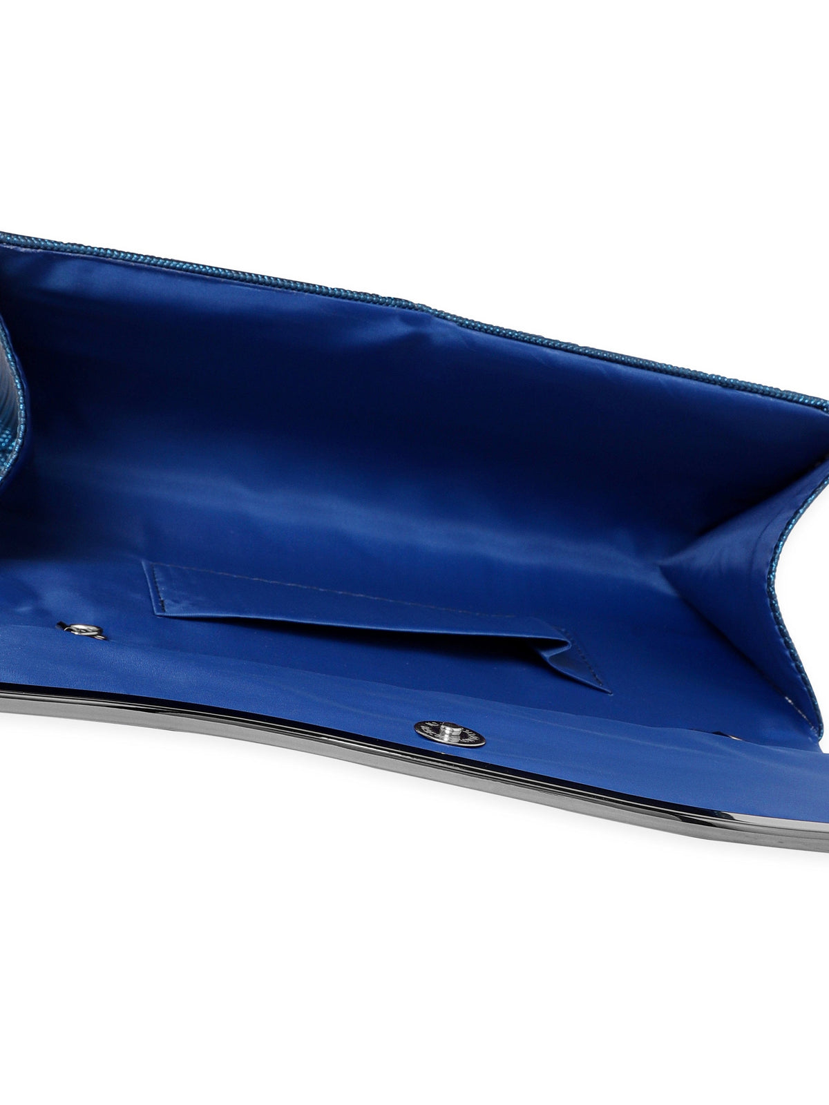 Rubans Artisanal Charm Handcrafted Blue Clutch Bag Blue