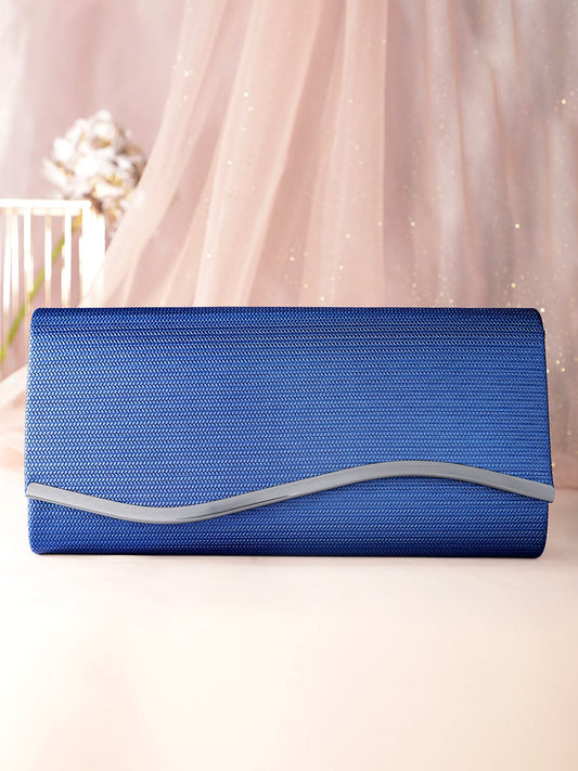 Rubans Artisanal Charm Handcrafted Blue Clutch Bag Blue