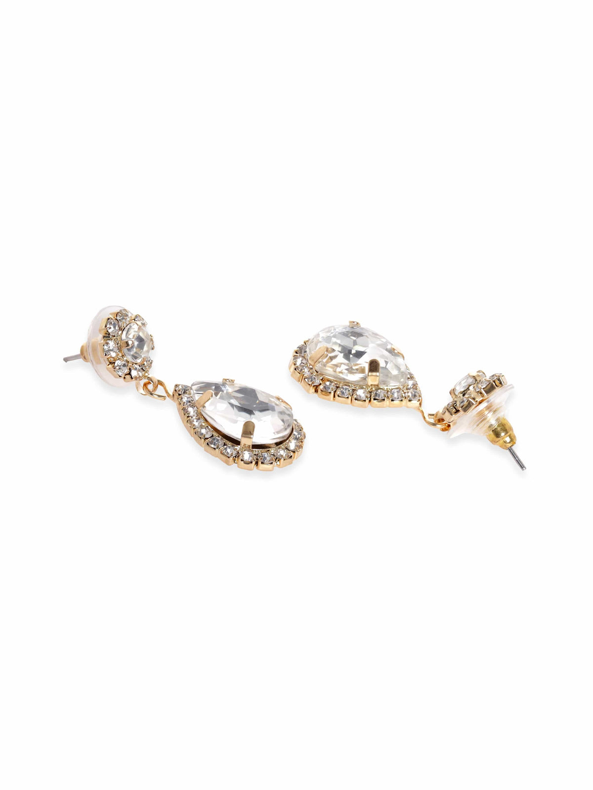 American Diamond Zirconia Teardrop Crystal Necklace Set Gold