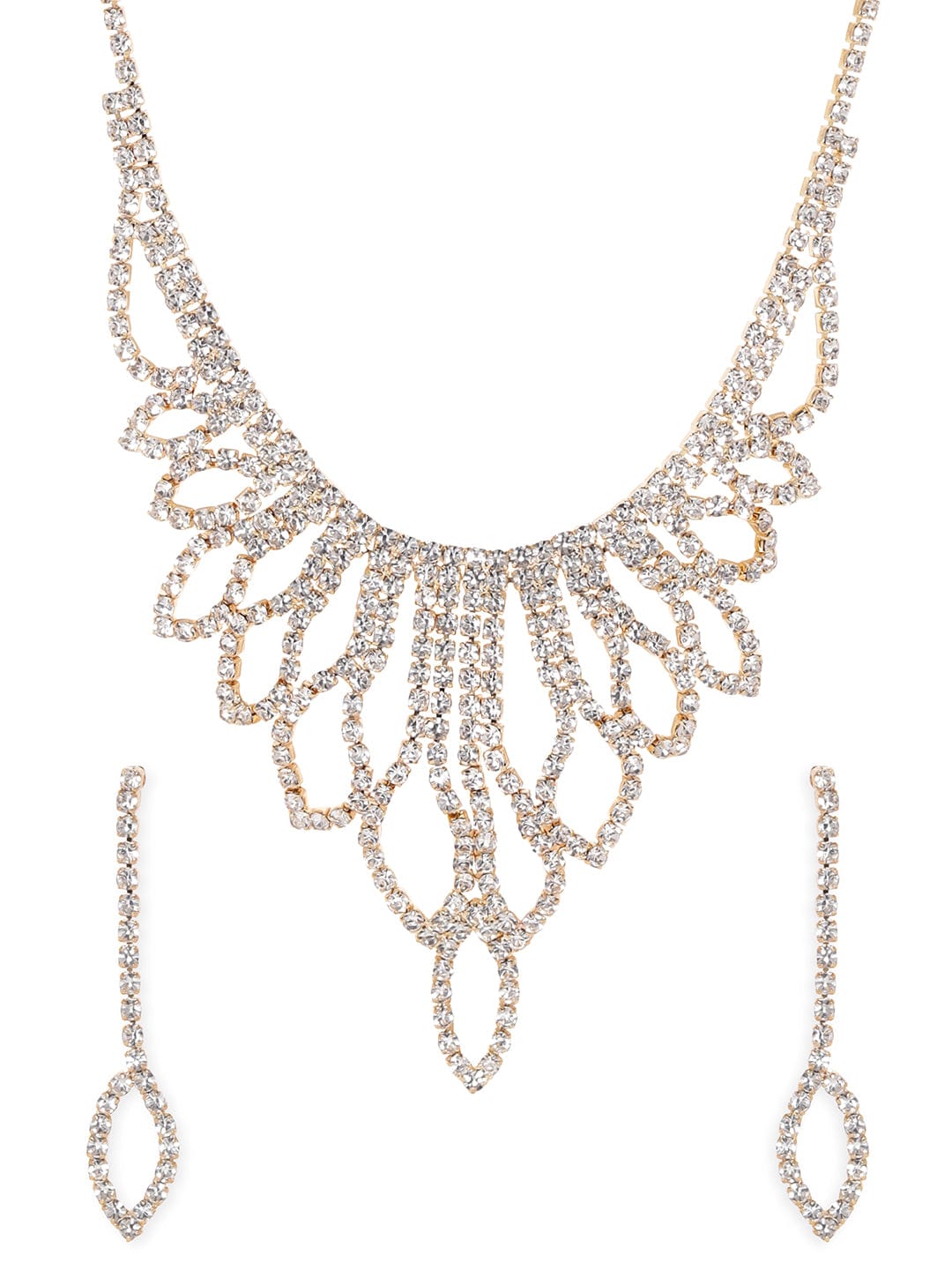 Sparkling American Diamond Zirconia Necklace Set Gold