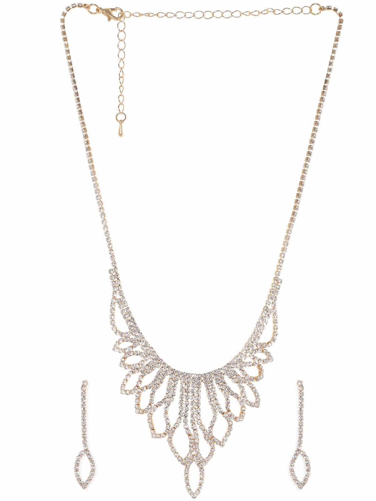 Sparkling American Diamond Zirconia Necklace Set Gold