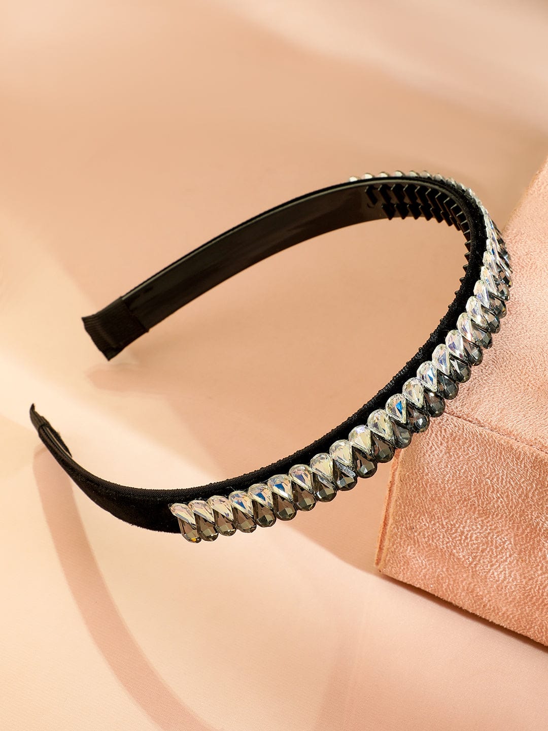 Embellished Black White Crystal Headband Black