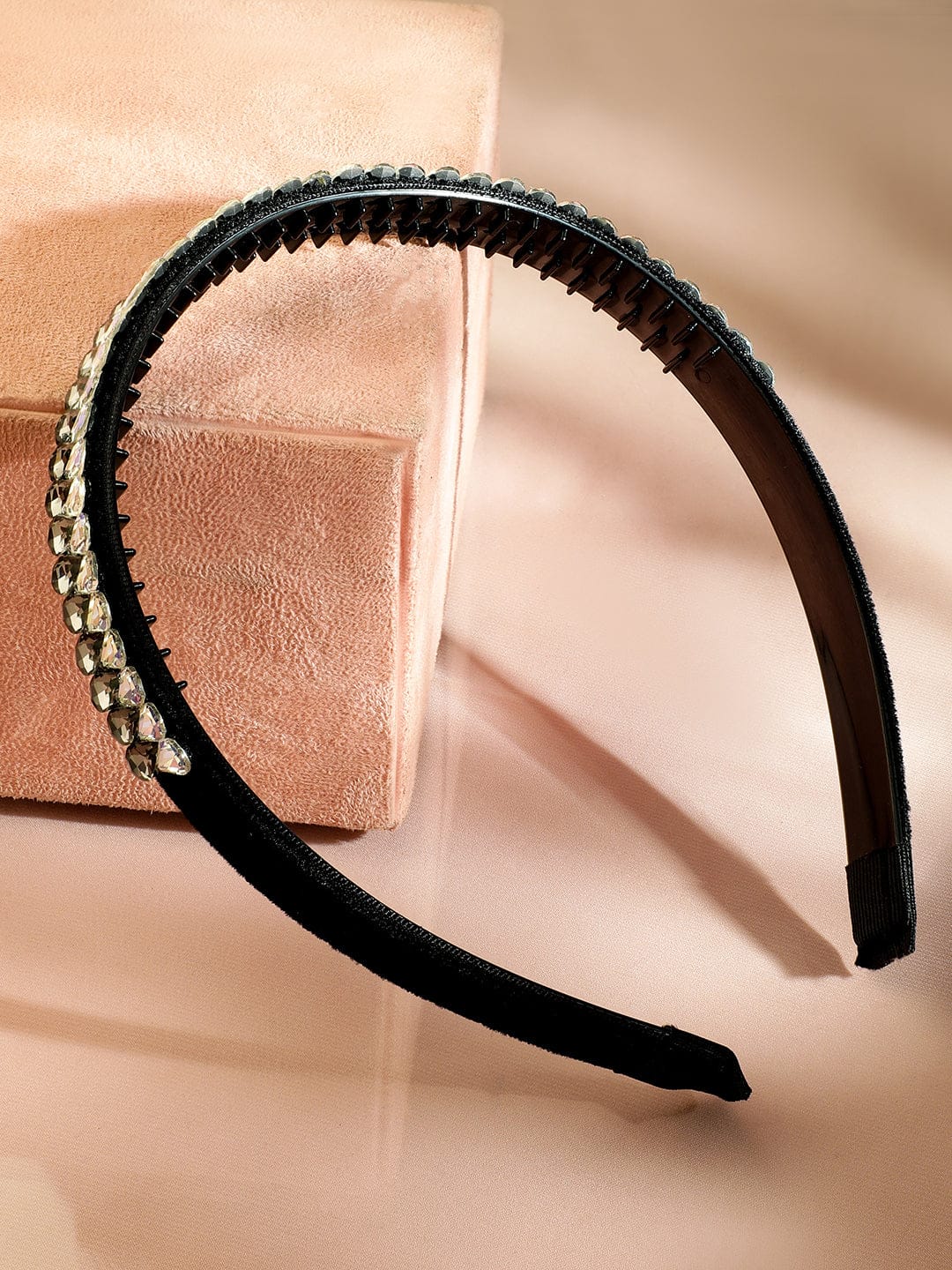 Embellished Black White Crystal Headband Black