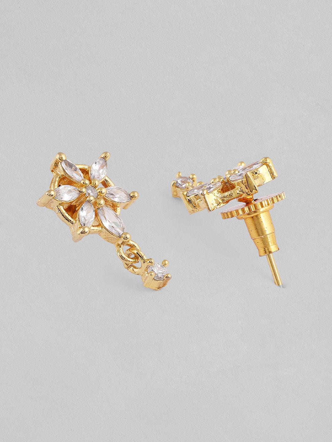 American Diamond Zirconia Mangalsutra With Floral Earrings Gold