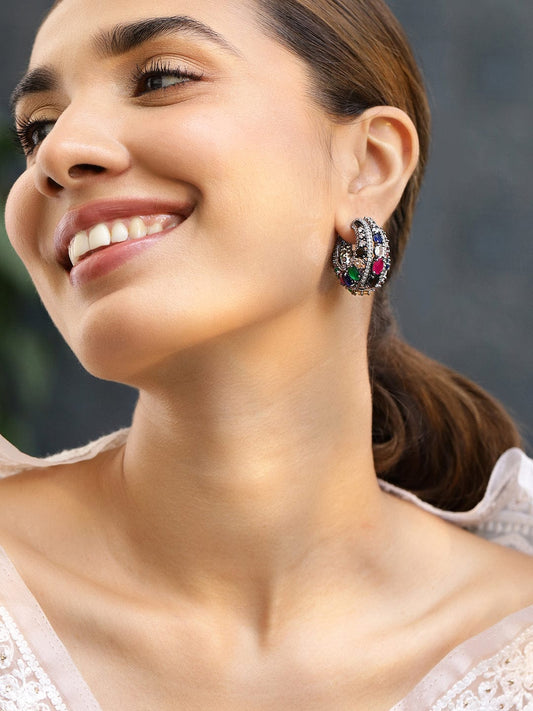 Stylish Fusion Multicolour Zirconia Hoops フリーサイズ