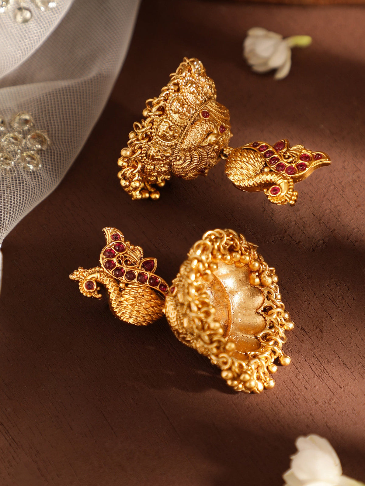 Dance of Feathers Peacock Jhumka Gold