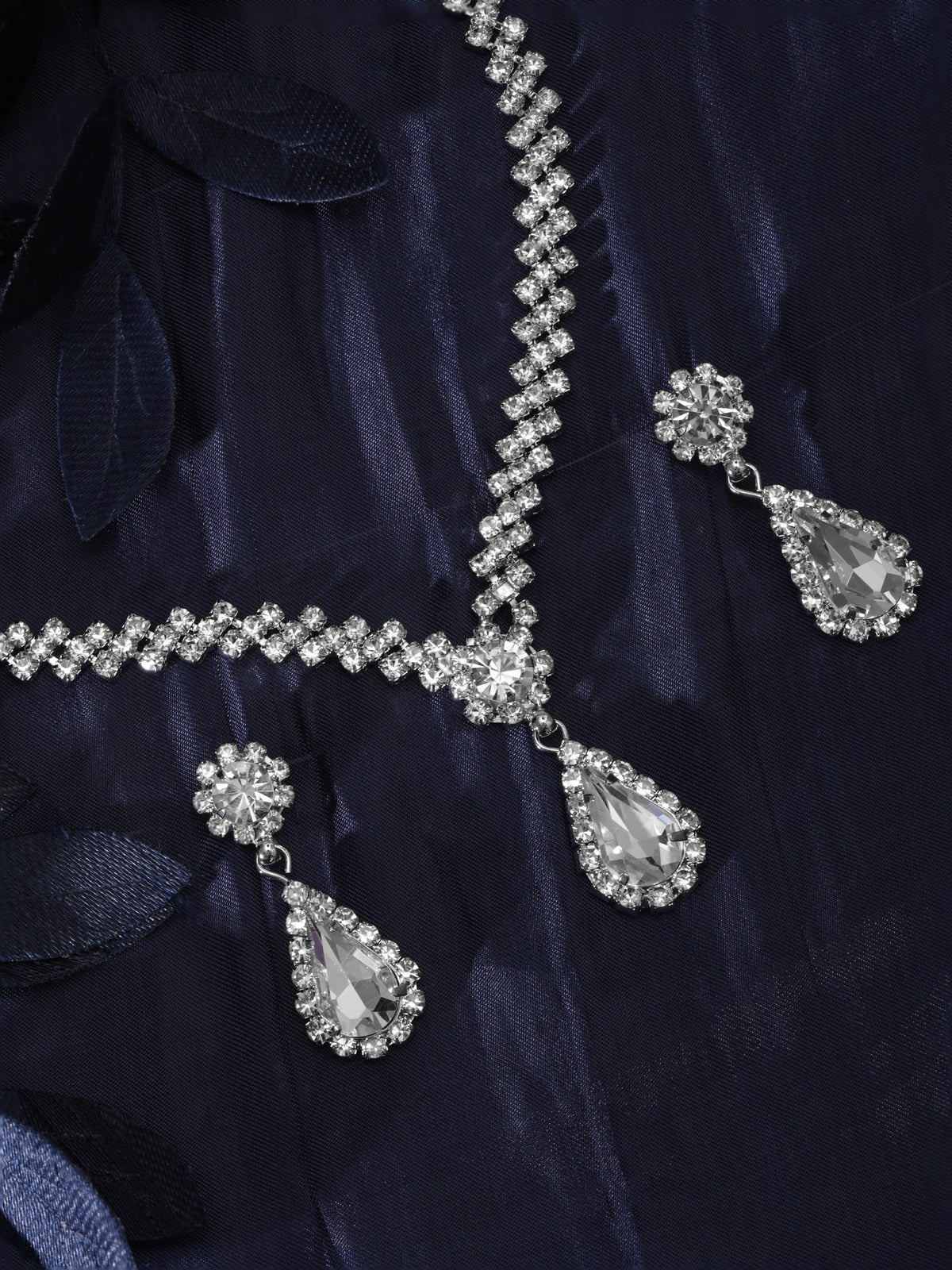 【Rubans】 Necklace Set in American Diamond Zirconia｜シルバートーン セレスティアル AD ジルコニア ネックレスセット