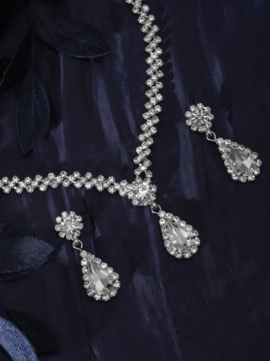 【Rubans】 Necklace Set in American Diamond Zirconia｜シルバートーン セレスティアル AD ジルコニア ネックレスセット