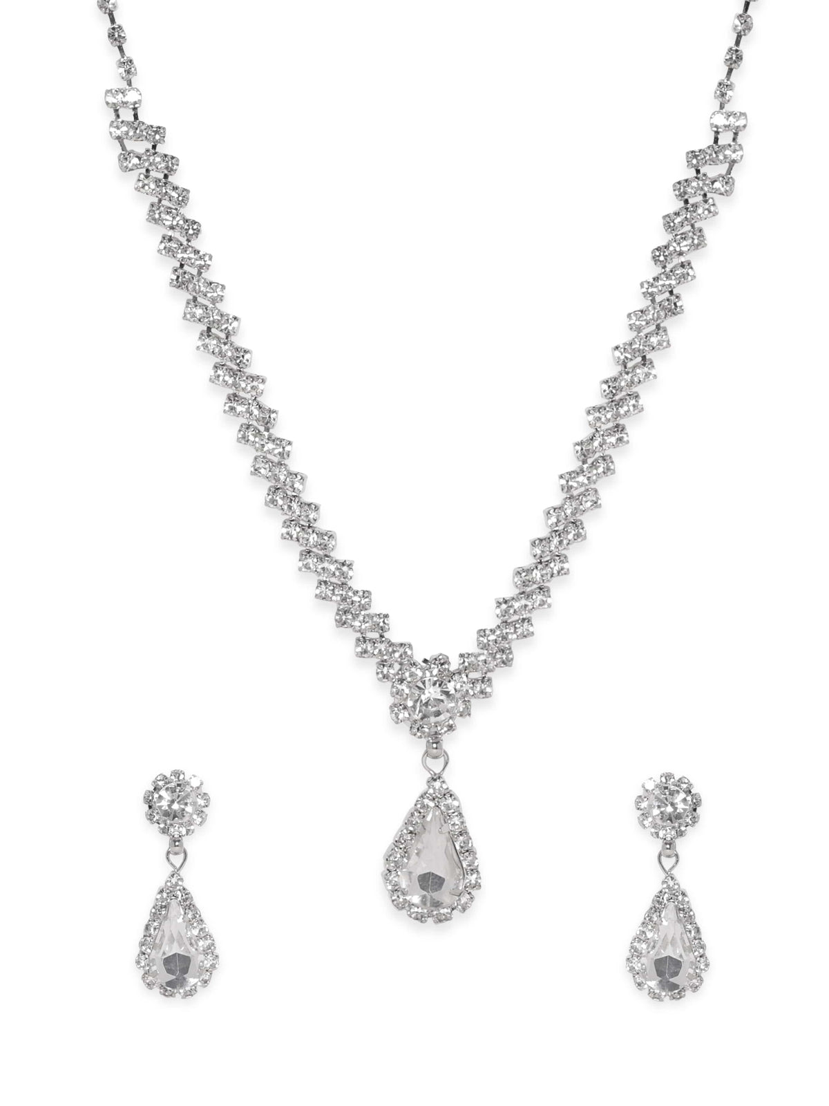【Rubans】 Necklace Set in American Diamond Zirconia｜シルバートーン セレスティアル AD ジルコニア ネックレスセット