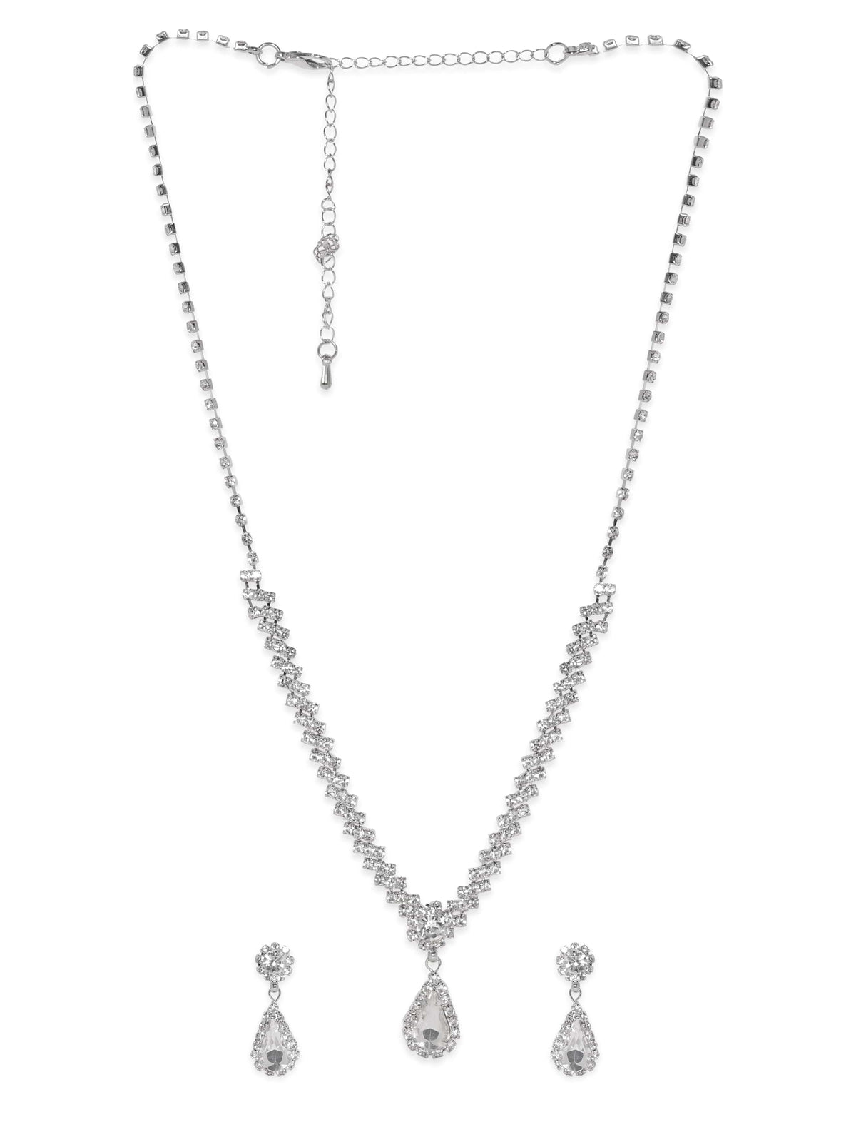 【Rubans】 Necklace Set in American Diamond Zirconia｜シルバートーン セレスティアル AD ジルコニア ネックレスセット