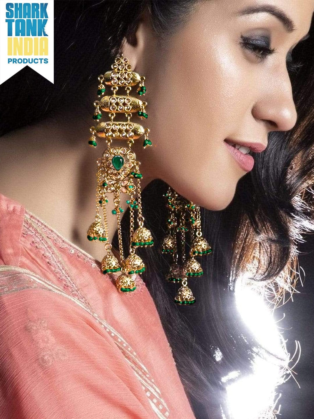 Glam Aura Tassel Drops Jhumka Gold