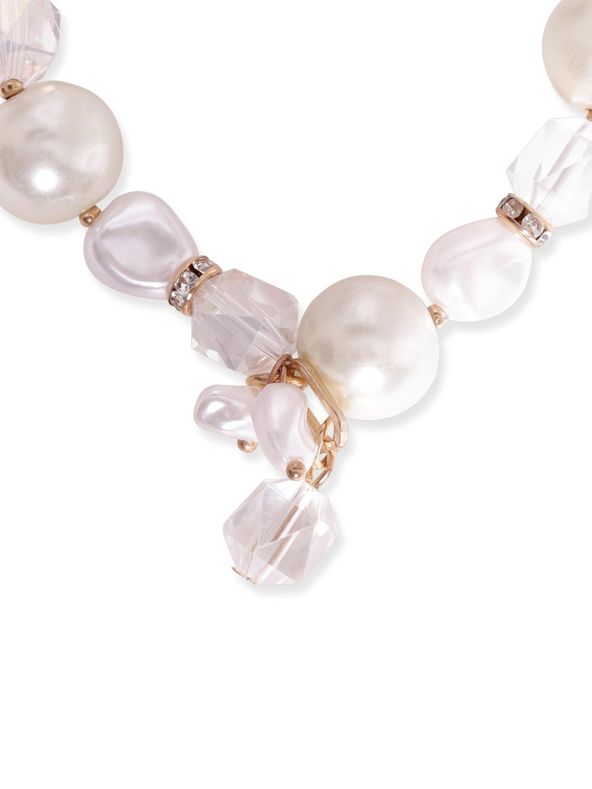【Rubans】 Cream Pearl & Crystal Beaded Classy Bracelet｜クリームパール＆クリスタル ビーズ ブレスレット