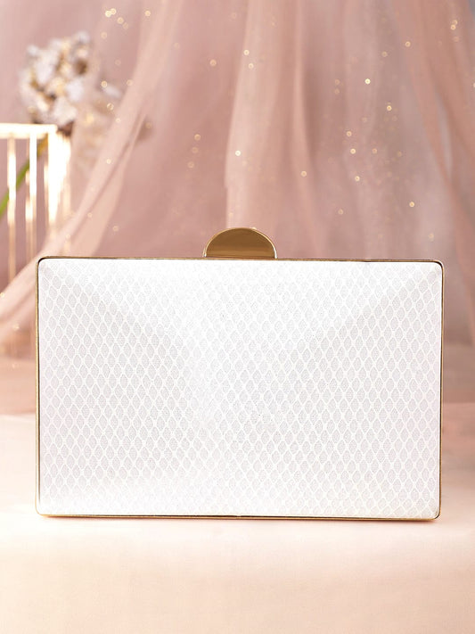 Rubans Dazzling Allure Handcrafted Shimmery Clutch Bag White