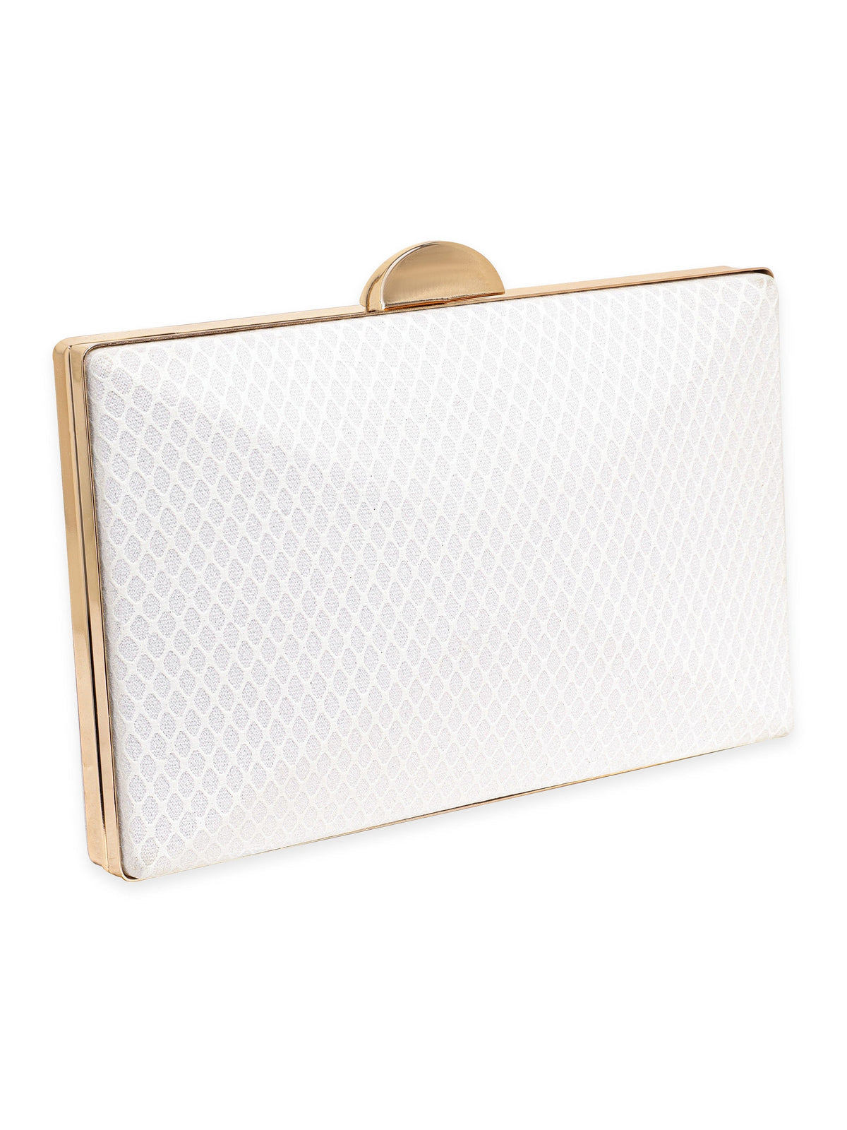 Rubans Dazzling Allure Handcrafted Shimmery Clutch Bag White