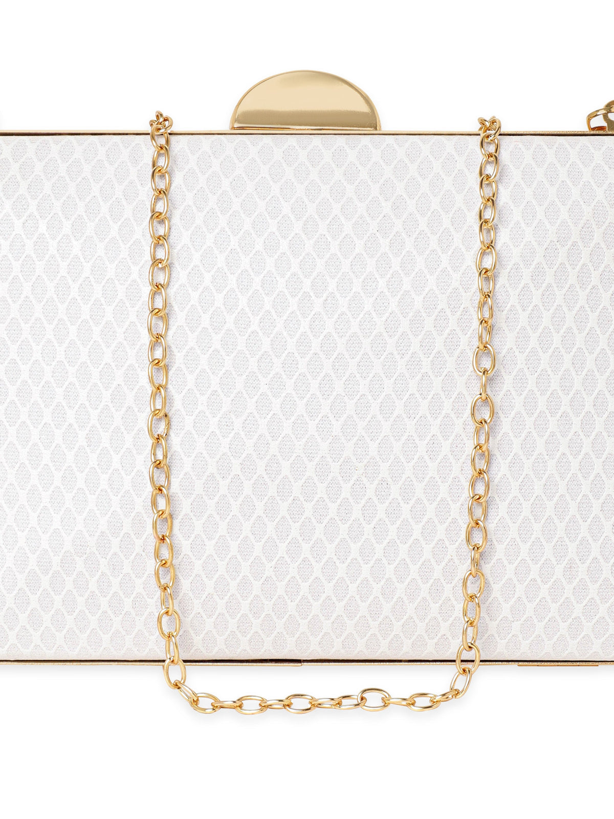 Rubans Dazzling Allure Handcrafted Shimmery Clutch Bag White