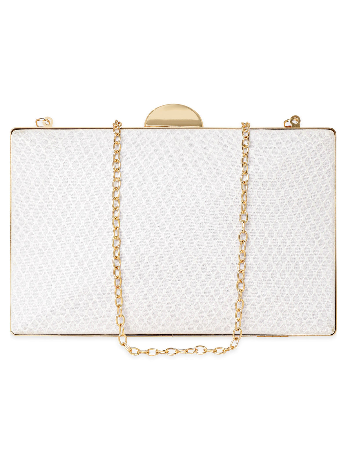 Rubans Dazzling Allure Handcrafted Shimmery Clutch Bag White