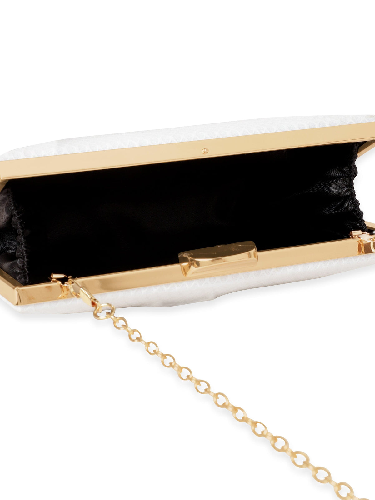 Rubans Dazzling Allure Handcrafted Shimmery Clutch Bag White
