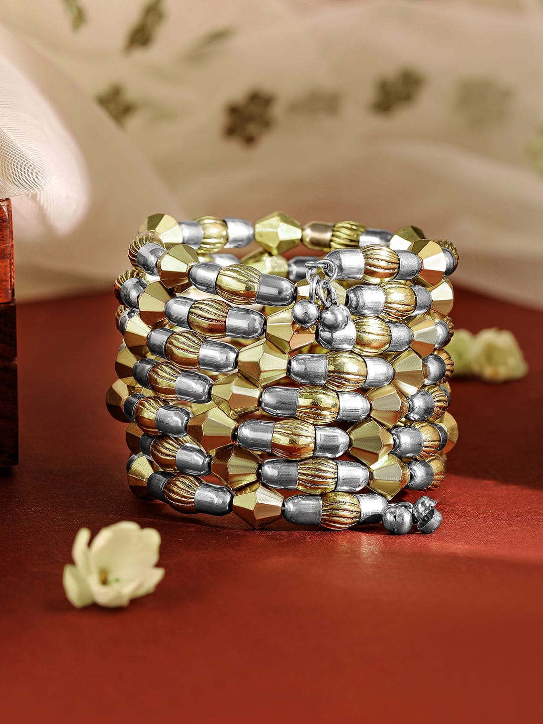 Rubans Dual Silver & 18K Gold-Plated Multi-Layered Statement Bracelet Silver