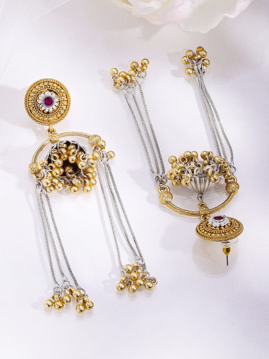 Oxidised Ruby Charm Dangle Jhumkas フリーサイズ