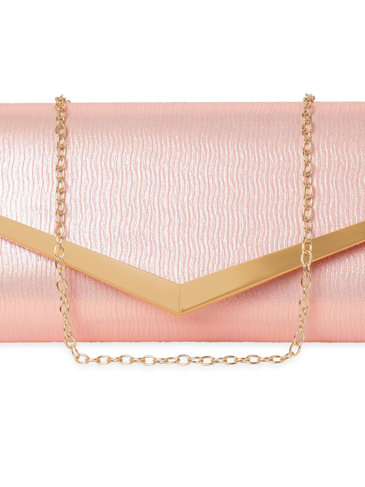 Rubans Elegance in Peach Handcrafted Peach Clutch Bag Peach