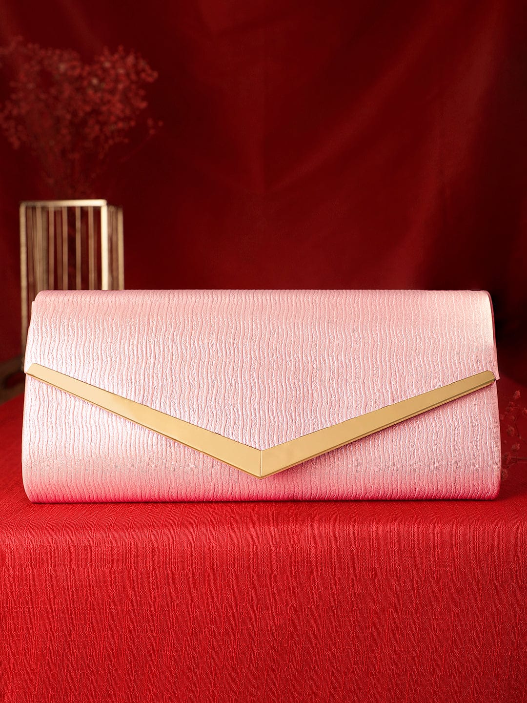 Rubans Elegance in Peach Handcrafted Peach Clutch Bag Peach