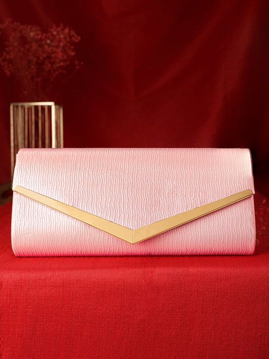 Rubans Elegance in Peach Handcrafted Peach Clutch Bag Peach