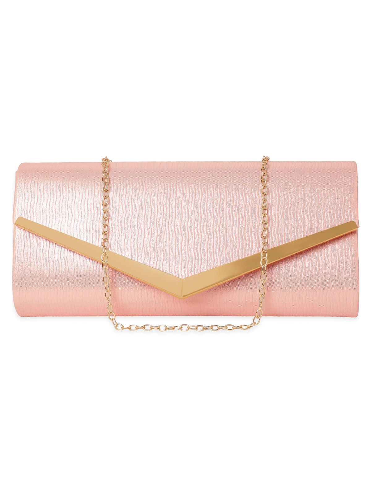 Rubans Elegance in Peach Handcrafted Peach Clutch Bag Peach