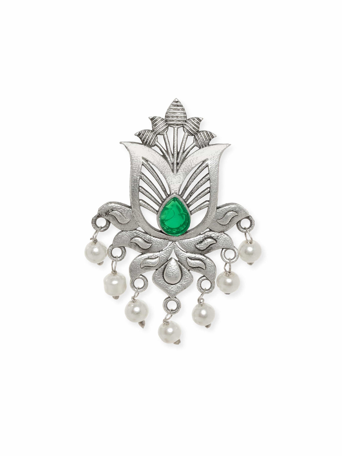 Boho Bloom Green Oxidised Earrings Silver::Green