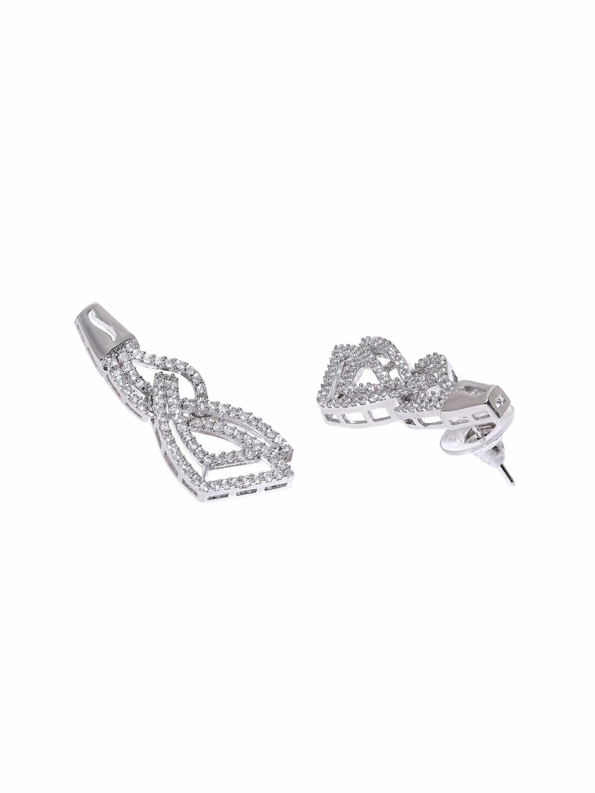 American Diamond Zirconia Necklace Set Silver
