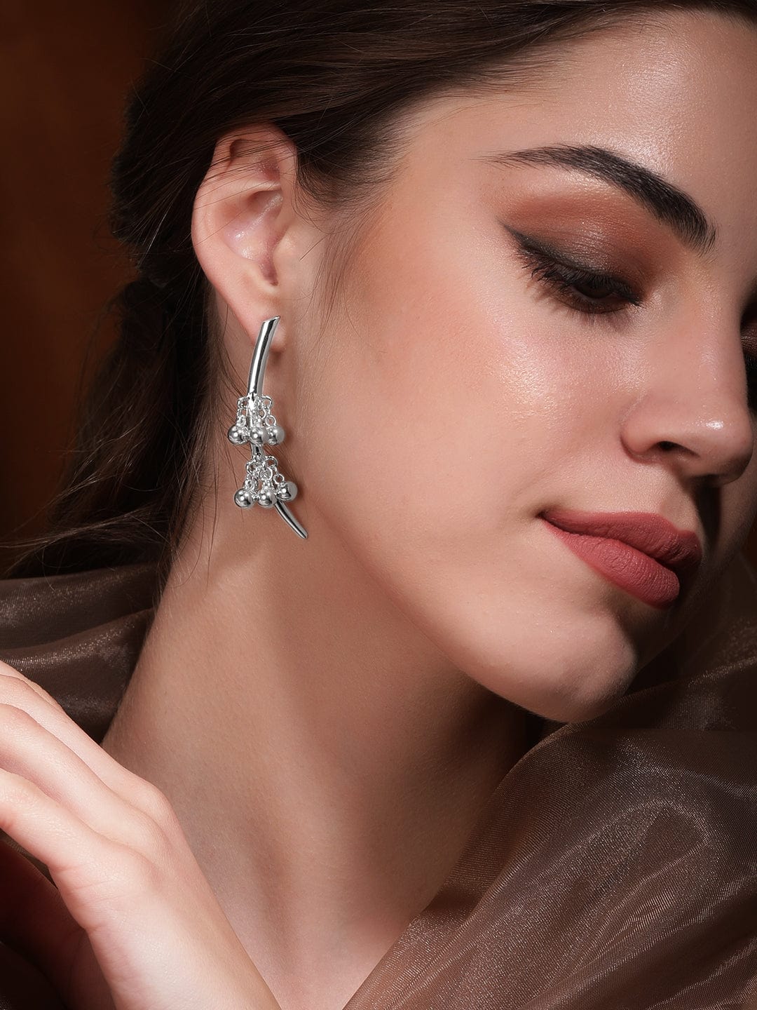Oxidised Modern Sleek Ear Cuffs Silver