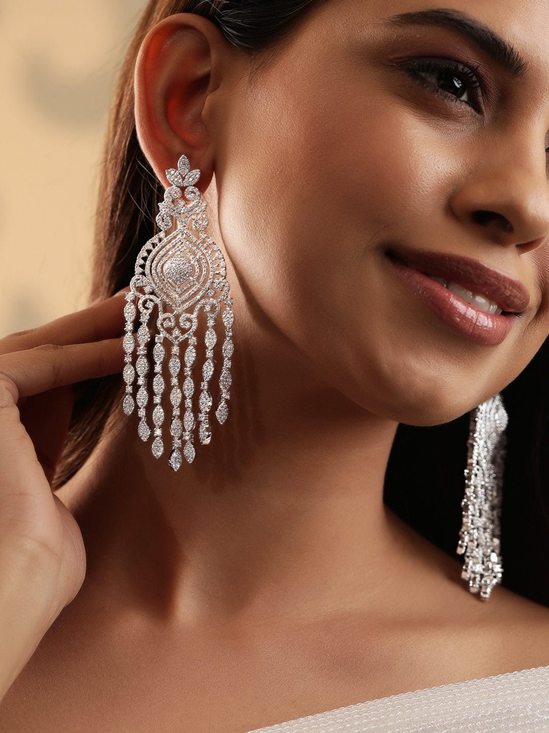 Eternal Shine American Diamond Zirconia Danglers Silver