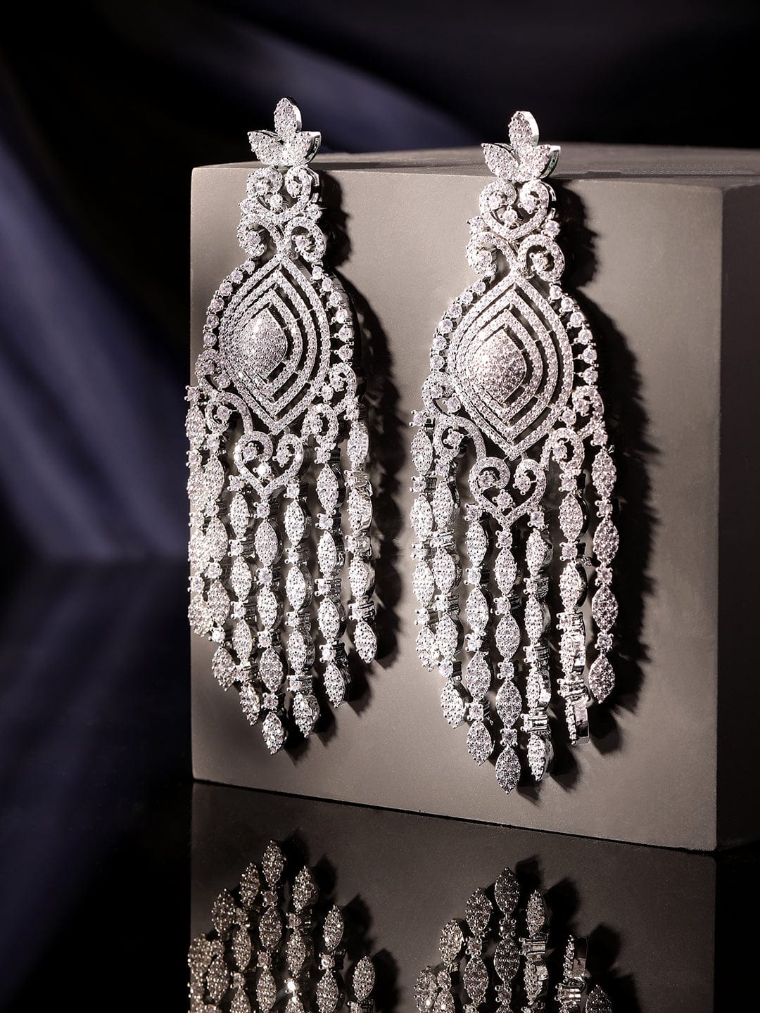 Eternal Shine American Diamond Zirconia Danglers Silver