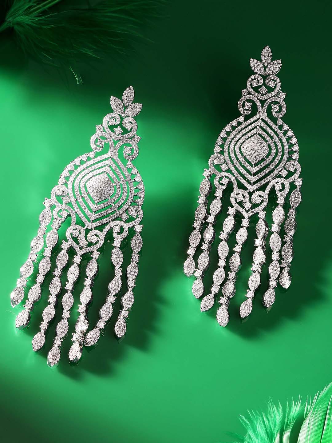 Eternal Shine American Diamond Zirconia Danglers Silver