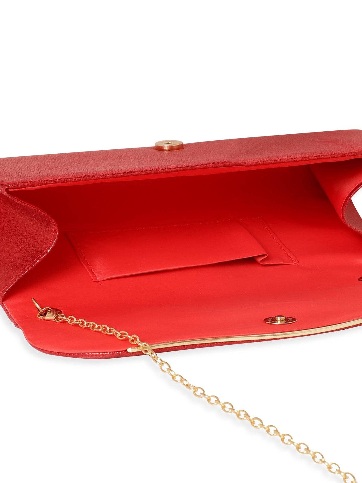 Rubans Fiery Opulence Red Textured Glossy Clutch Bag Red